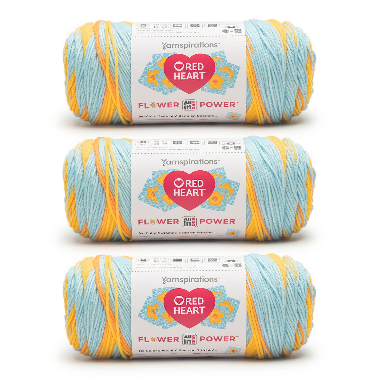 3 Pack Red Heart® All In One Flower Power™ Yarn